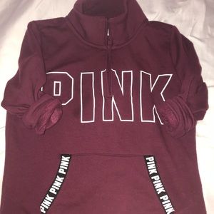 Pink quarter zip sweat shirt